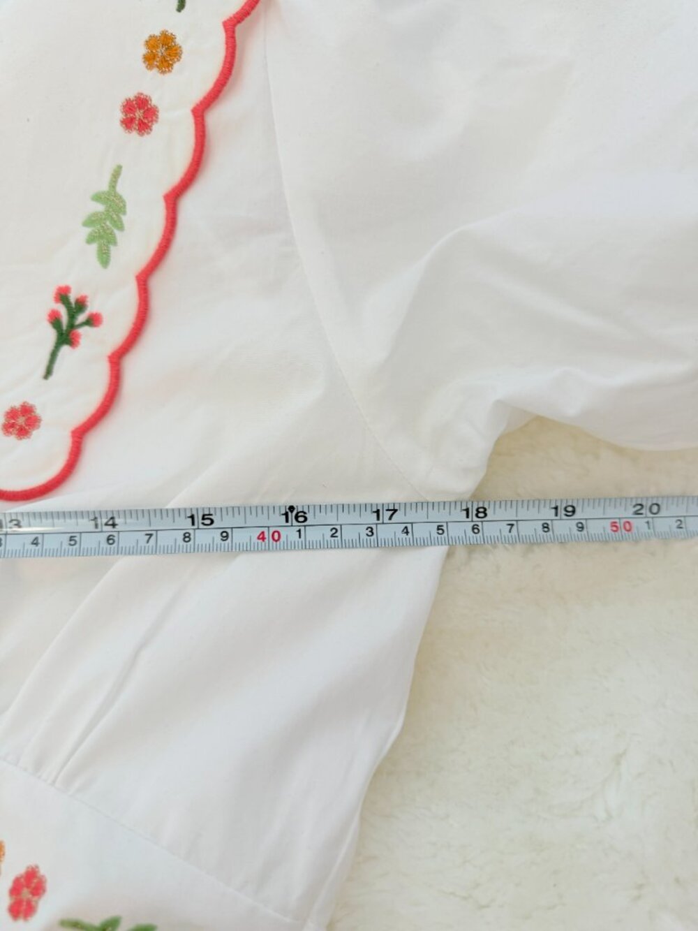 NWT Caroline Constas White Floral Embroidered Puff Sleeve Mini Dress Size 6 - Picture 12 of 16